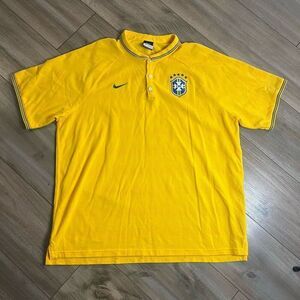 Nike Brasil Yellow Athletic Casual Polo Men XXL Bin L-112‎